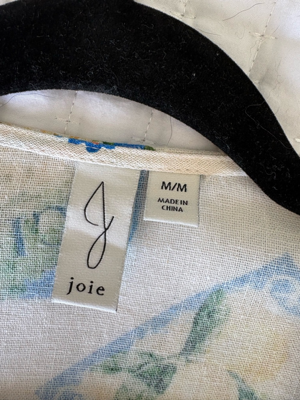 Joie Cream Lemon Print Tie Front Blouse, Multicolor Floral Accents, Size Medium - Picture 9 of 12